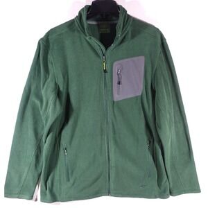 Nordic Track Fleece Jacket Men Medium Full Zip Zippered Pockets Green